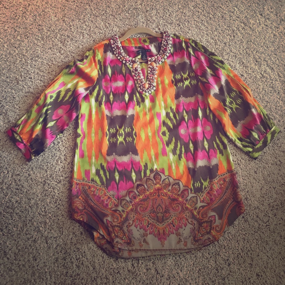 Chico’s black label beaded tunic, size 1
